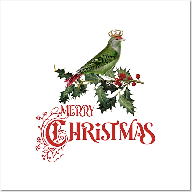 Christmas Illustration with Bird Wall Art by Biophilia